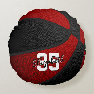 red black school colours her his basketball decor round cushion