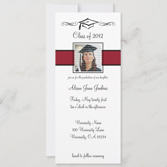 Red & Black School Graduation Invitations (Front)