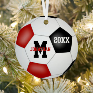 red black school spirit boys girls soccer metal tree decoration
