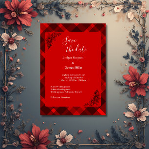 red black scottish celtic tartan wedding pattern invitation
