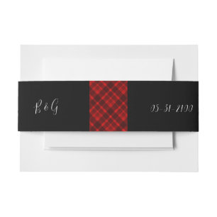 red black scottish celtic tartan wedding pattern invitation belly band