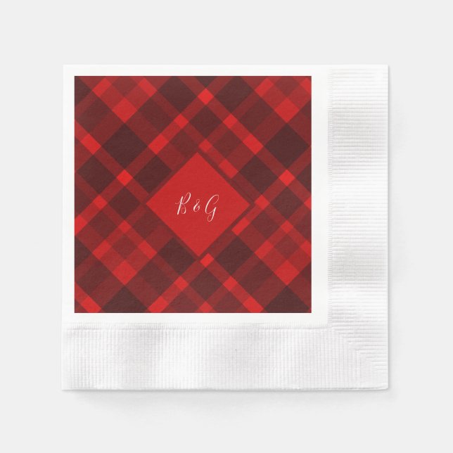 red black scottish celtic tartan wedding pattern napkin (Front)