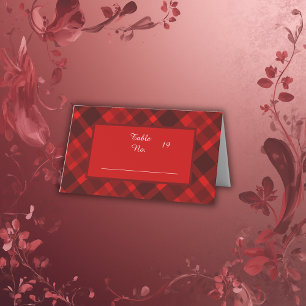 red black scottish celtic tartan wedding pattern place card