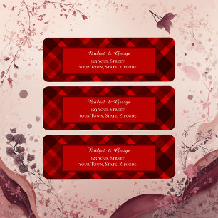 red black scottish celtic tartan wedding pattern return address label