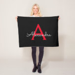 Red Black Script Girly Monogram Name Fleece Blanket<br><div class="desc">Black and Red Monogram Name Fleece Blanket. This makes the perfect sweet 16 birthday,  wedding,  bridal shower,  anniversary,  baby shower or bachelorette party gift for someone that loves glam luxury and chic styles.</div>