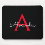 Red Black Script Girly Monogram Name Mouse Pad<br><div class="desc">Red and Black Monogram Add Your Own Name Mousepad (Mouse Pad). This makes the perfect sweet 16 birthday,  wedding,  bridal shower,  anniversary,  baby shower or bachelorette party gift for someone that loves glam luxury and chic styles.</div>