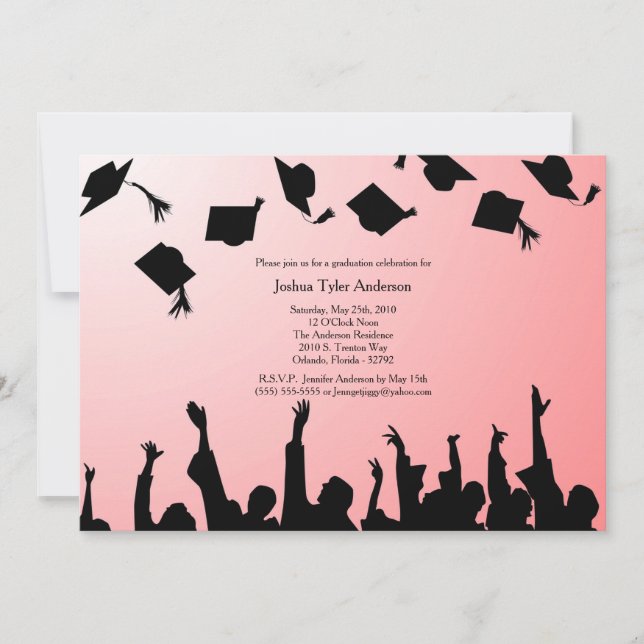 Red Black Silhouette Graduation Party Invitation (Front)