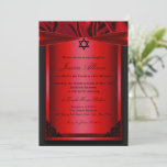 Red & Black Silk bat mitzvah Invitation<br><div class="desc">bat mitzvah Invitation. Red & Black. Exclusive Zazzle. Customise with your own details. PLEASE NOTE all flat images! They Do NOT have real Bow or silk!</div>