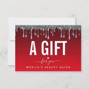 Red & Black Silver Glitter Dripping Beauty Salon