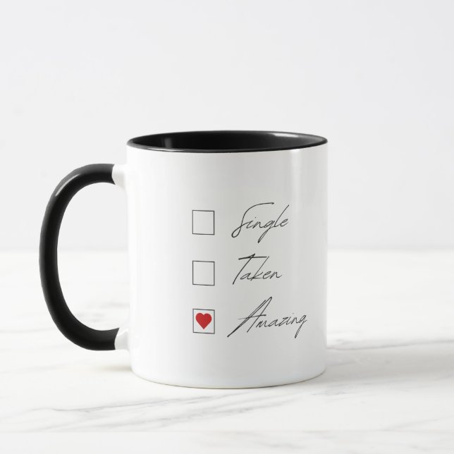 Red Black Simple Funny Single Valentine Mug (Left)