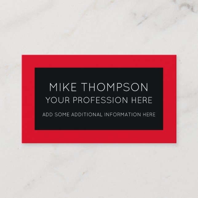 red & black, simple & modern business card (Front)