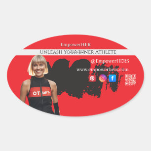 Red Black Slim Woman Sportswear Athletic Oval Sticker