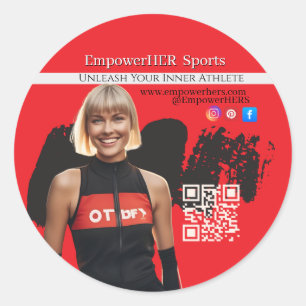 Red Black Slim Woman Sportswear Promotion Apparel Classic Round Sticker