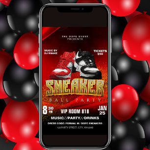 Red Black Sneaker Ball Party Flyer Invitation