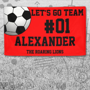 Red Black Soccer Team Banner