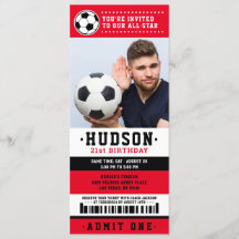 Red Black Soccer Ticket Birthday Party Photo