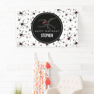 Red & Black Spider Birthday Party Theme Banner