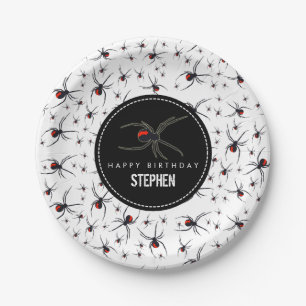Red & Black Spider Birthday Party Theme Paper Plate