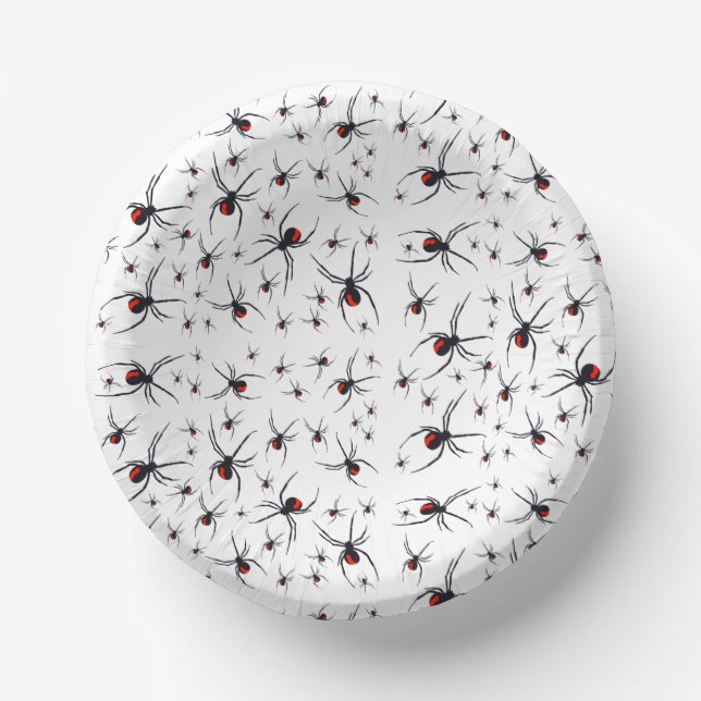 Red & Black Spider Pattern  Paper Plate (Front)