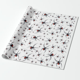 Red & Black Spider Pattern   Wrapping Paper
