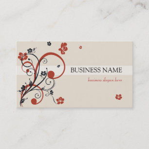 Red Black Spirals and Flowers Business Card