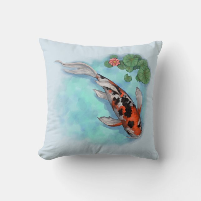 Red, Black Spotted Koi Fish Cushion (Front)