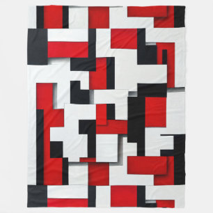 🟥 Red Black Square Pattern Cosy Home Gift 🎁 Fleece Blanket