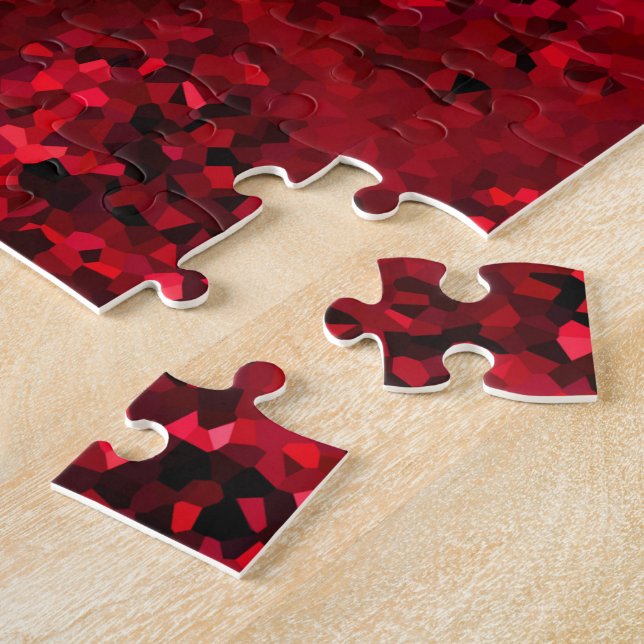 Red Black Stained Glass Abstract Jigsaw Puzzle (Side)
