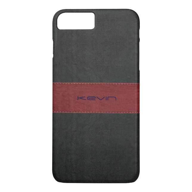 Red & Black Stitched Vintage Leather Case-Mate iPhone Case (Back)