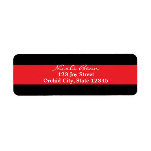 Red Black Striped Chic Invitation Address Labels