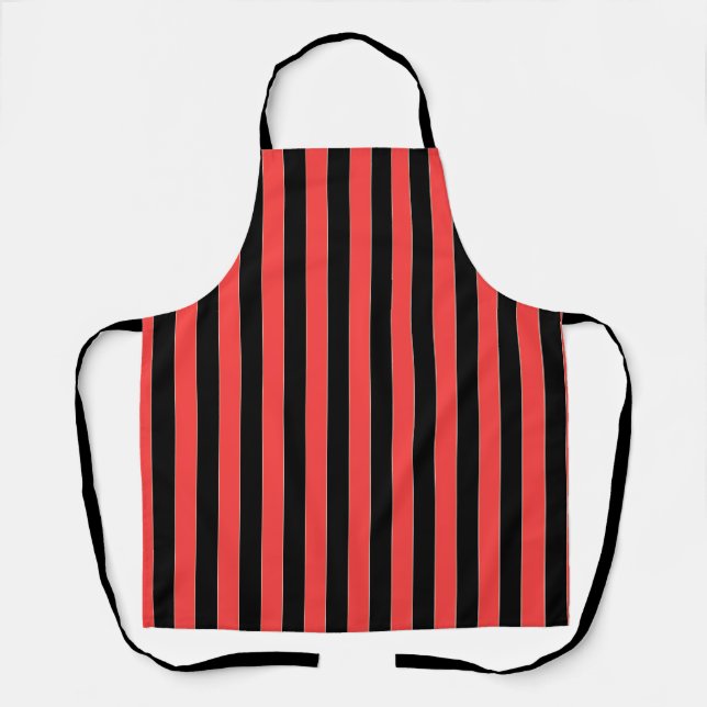 Red Black Stripes  Apron (Front)