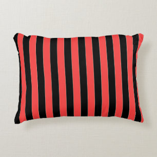 Red Black Stripes Decorative Cushion