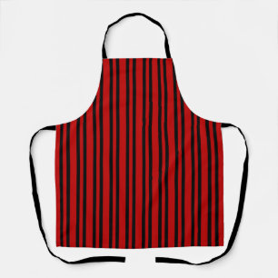 Red Black Stripes Pattern Apron