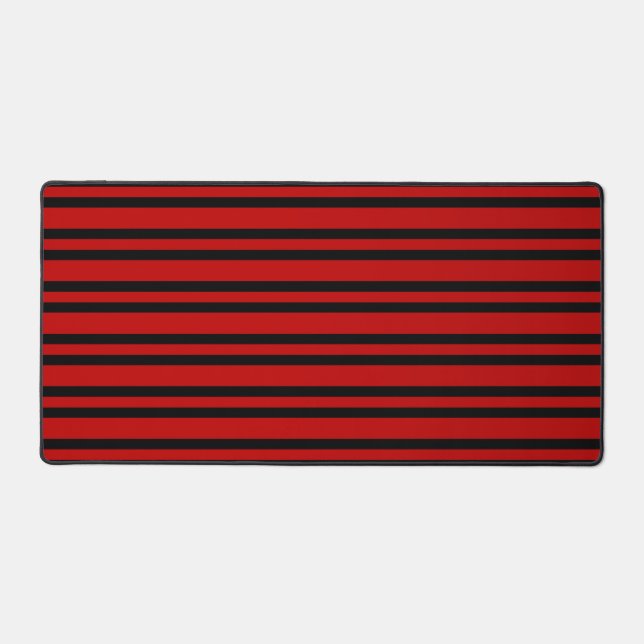 Red Black Stripes Pattern Desk Mat (Front)