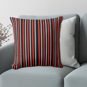 Red Black Stripes Pattern Pillows