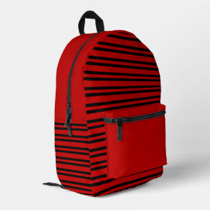 Red Black Stripes Pattern Printed Backpack