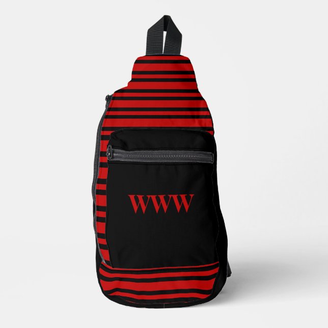 Red Black Stripes Pattern Sling Bag (Front)