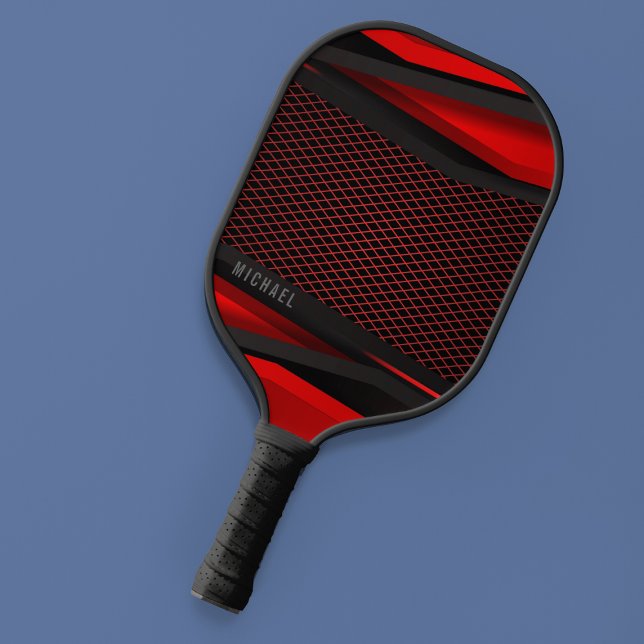 Red & Black Stylish Add Custom Player Name Elegant Pickleball Paddle (Creator Uploaded)