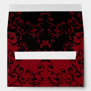 Red & Black Swirl Gothic Wedding Envelope