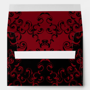 Red & Black Swirl Gothic Wedding Envelope
