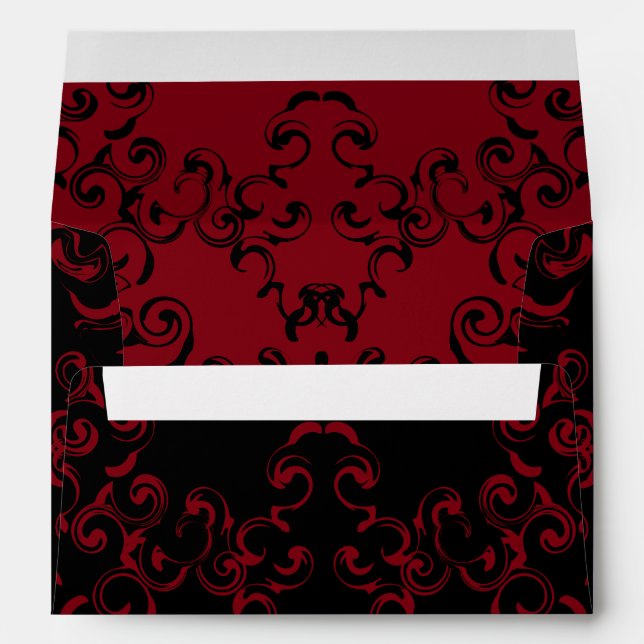 Red & Black Swirl Gothic Wedding Envelope (Back (Bottom))