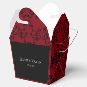 Red & Black Swirl Gothic Wedding Favour Box