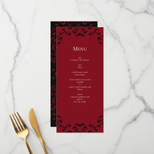 Red & Black Swirl Gothic Wedding Menu