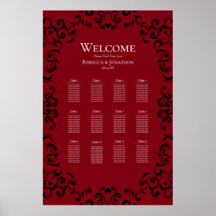 Red & Black Swirl Gothic Wedding Poster