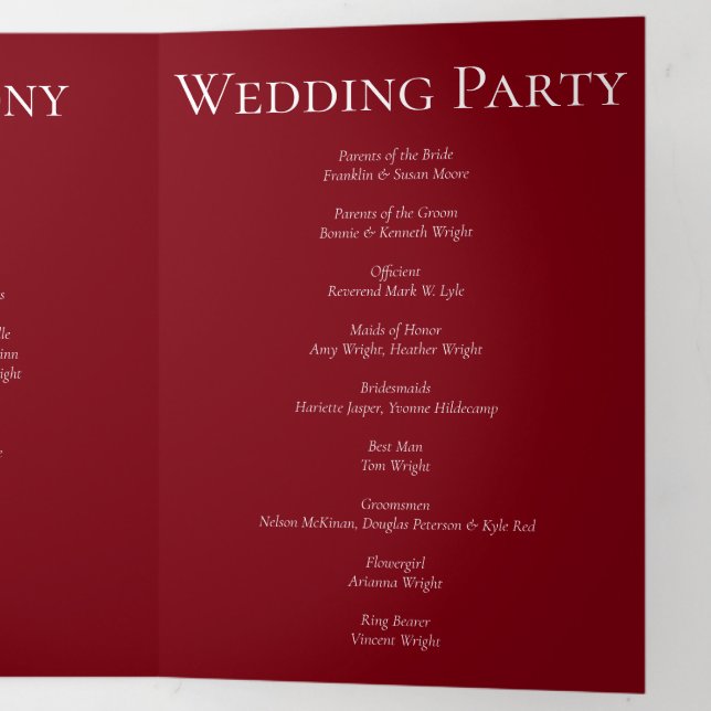 Red & Black Swirl Gothic Wedding Tri-Fold Programme (Inside Last)