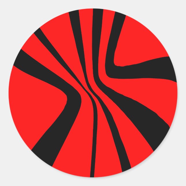 Red Black Swirls Modern Colours Pattern Classic Round Sticker (Front)