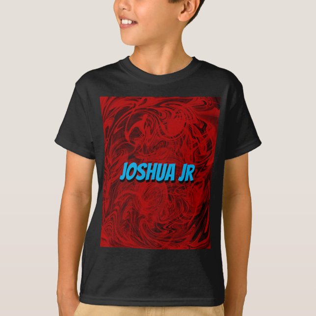 Red black swirls modern geometric 3d Name pop T-Shirt (Front)