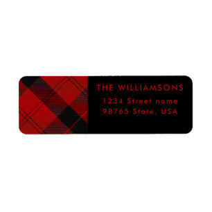 Red Black Tartan Christmas Custom Address Return Address Label