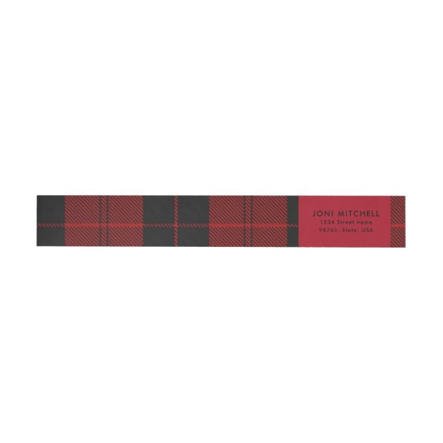 Red Black Tartan Christmas Custom Address Wraparound Address Label (Individual)