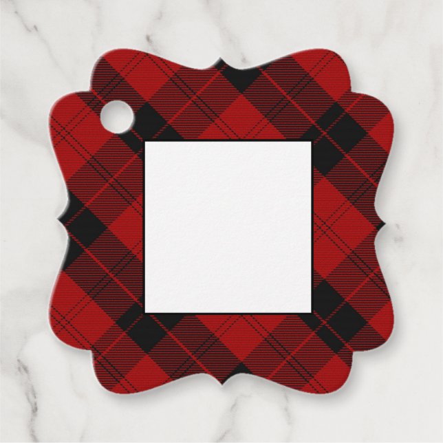 Red Black Tartan Favour Tags (Front)